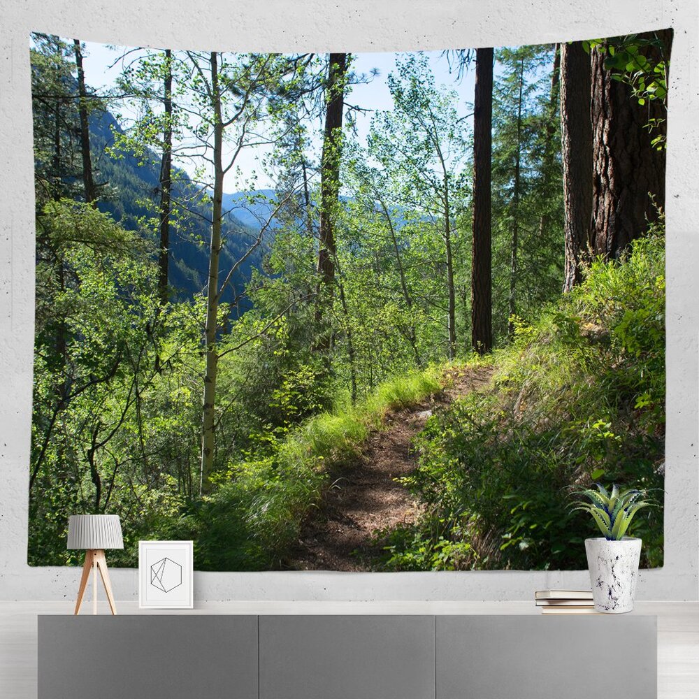 Giant Tapestry - Hiking Trail Forest Scene 104x88 inches